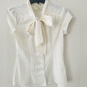 Banana Republic Cream Tie-Neck Blouse